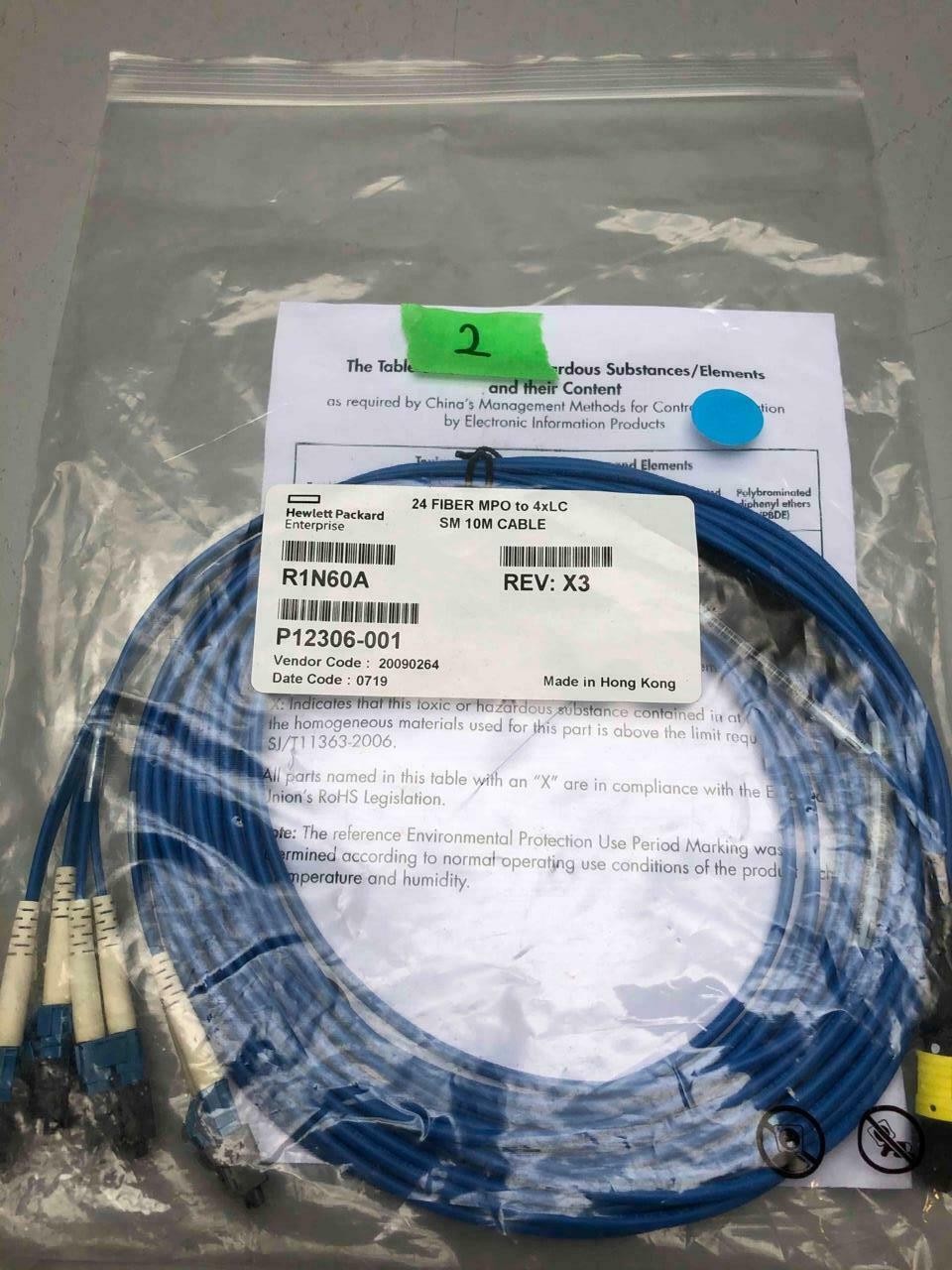 HPE 24 Fiber MPO to 4x LC Single Mode 10m Cable - R1N60A