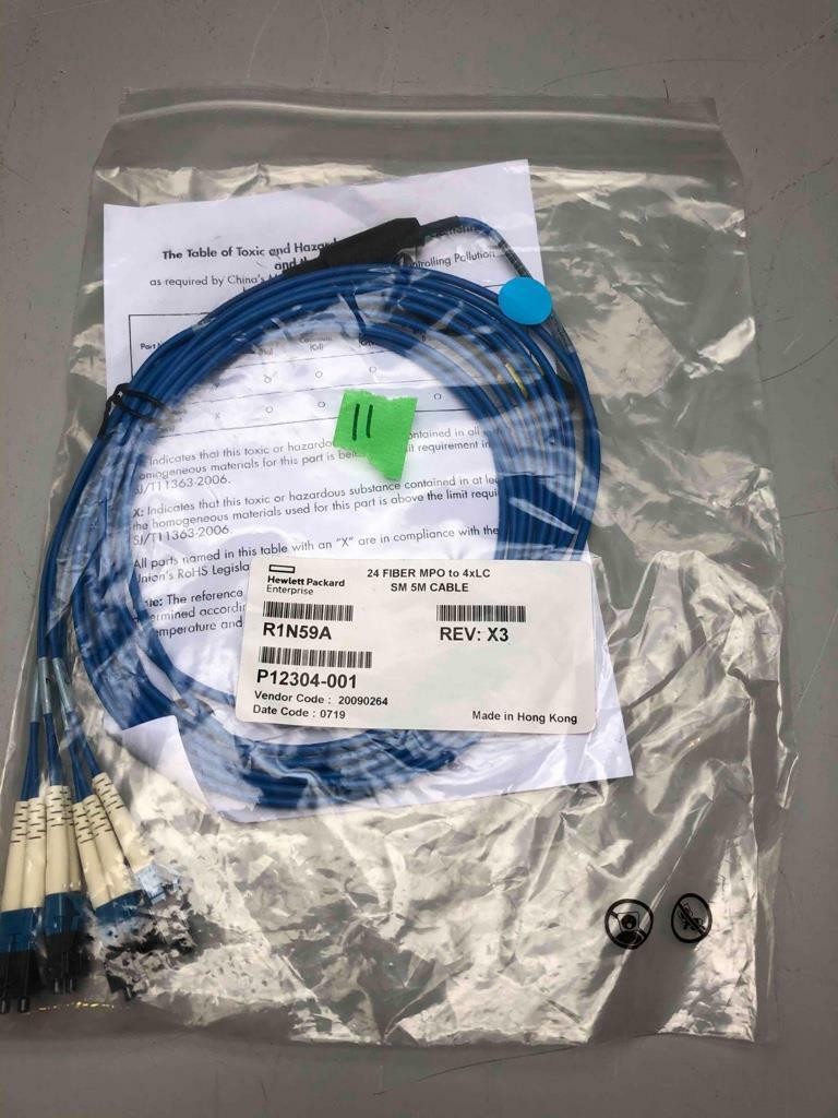 HPE 24 Fiber MPO to 4x LC Single Mode 5m Cable - R1N59A