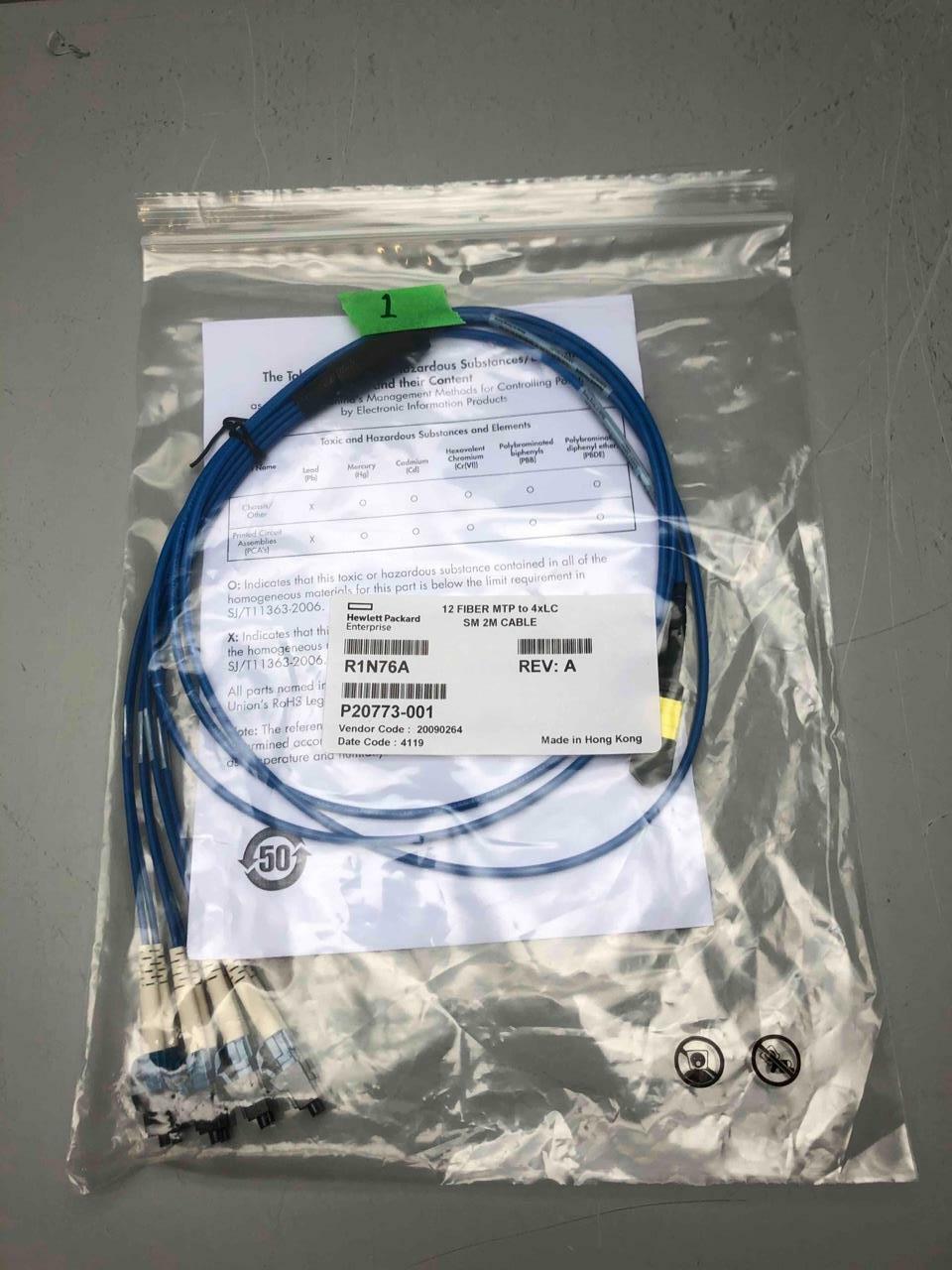 HPE 12 Fiber MTP to 4xLC Single Mode 2 Meter Cable - R1N76A